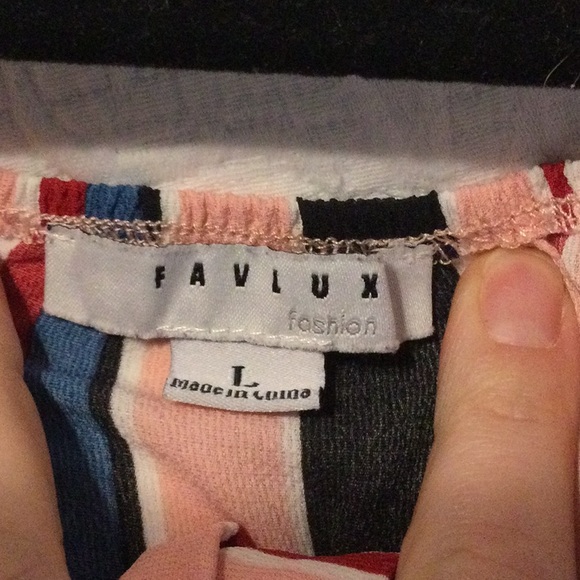 Favlux Strapless Vertical Striped Top Large Pink - Picture 3 of 7